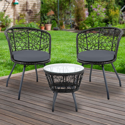 Image of Gardeon Outdoor Patio Chair and Table - Black