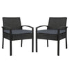 2x Outdoor Dining Chairs Wicker Chair Patio Garden Furniture Lounge Setting Bistro Set Cafe Cushion Gardeon Black
