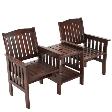 Image of Gardeon Garden Bench Chair Table Loveseat Wooden Outdoor Furniture Patio Park Charcoal
