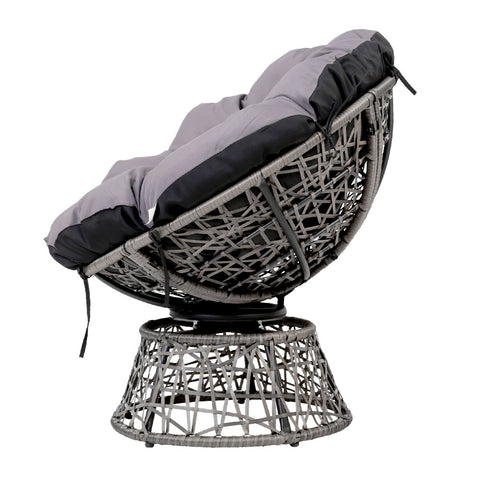 Image of Gardeon Outdoor Papasan Chairs Table Lounge Setting Patio Furniture Wicker Grey