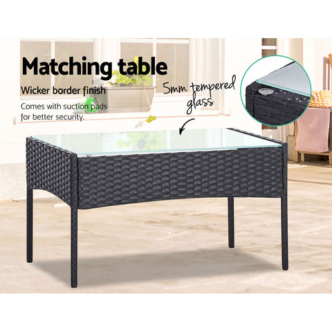 Image of Gardeon 4-piece Outdoor Lounge Setting Wicker Patio Furniture Dining Set Grey