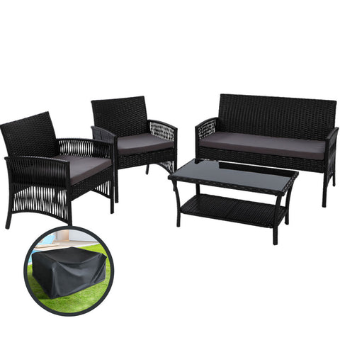 Image of Gardeon 4 PCS Outdoor Furniture Outdoor Lounge Setting Rattan Patio Dining Set