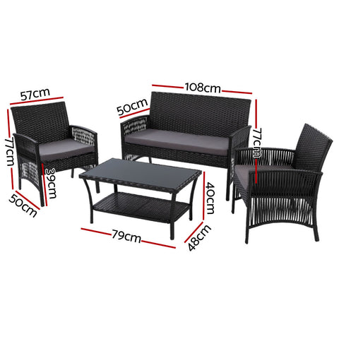 Image of Gardeon 4 PCS Outdoor Furniture Outdoor Lounge Setting Rattan Patio Dining Set