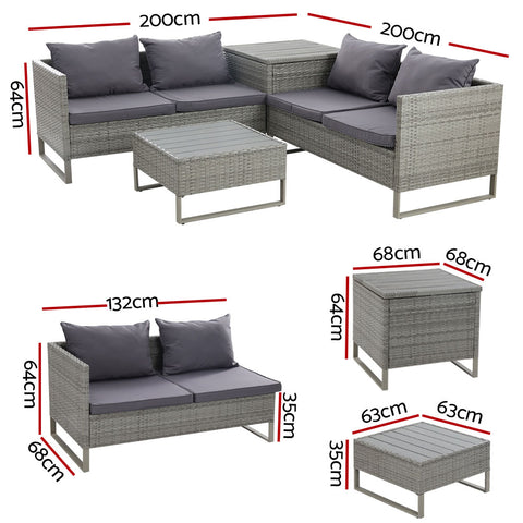 Image of Gardeon Outdoor Sofa Furniture Garden Couch Lounge Set Patio Wicker Table Chairs