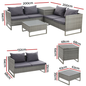 Gardeon Outdoor Sofa Furniture Garden Couch Lounge Set Patio Wicker Table Chairs