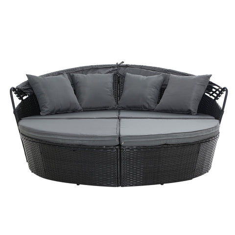 Image of Gardeon Outdoor Lounge Setting Patio Furniture Sofa Wicker Garden Rattan Set Day Bed Black