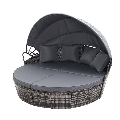 Image of Gardeon Outdoor Lounge Setting Patio Furniture Sofa Wicker Garden Rattan Set Day Bed Grey