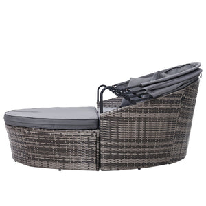 Gardeon Outdoor Lounge Setting Patio Furniture Sofa Wicker Garden Rattan Set Day Bed Grey