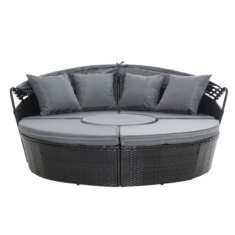 Image of Gardeon Outdoor Lounge Setting Sofa Patio Furniture Wicker Garden Rattan Set Day Bed Black