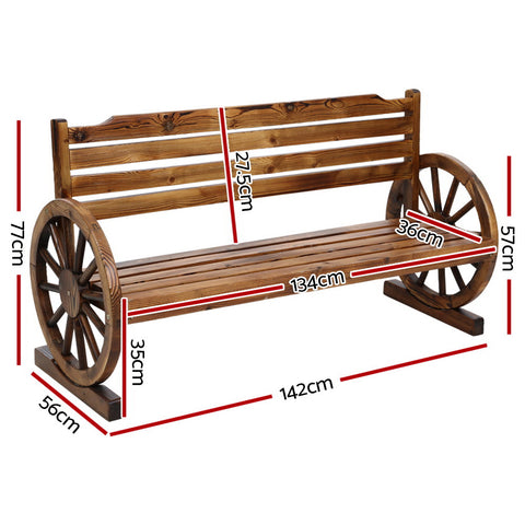 Image of Gardeon Garden Bench Wooden Wagon Chair 3 Seat Outdoor Furniture Backyard Lounge