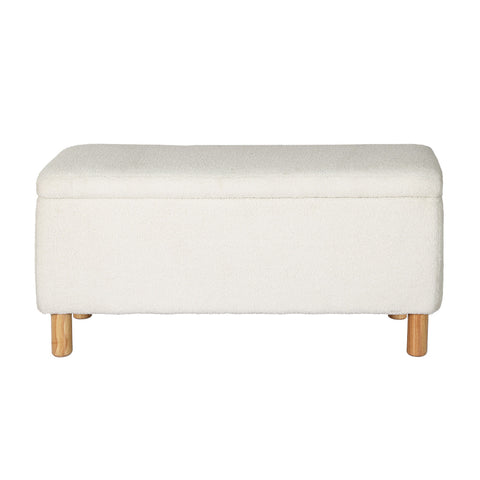 Image of Artiss Storage Ottoman Blanket Box Teddy Fabric Chest Toy Foot Stool Couch White