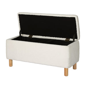 Artiss Storage Ottoman Blanket Box Teddy Fabric Chest Toy Foot Stool Couch White