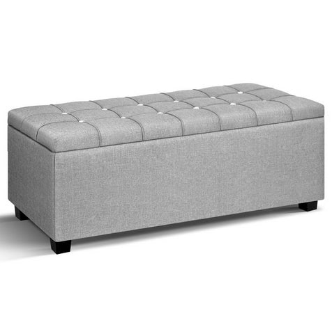 Image of Artiss Storage Ottoman Footstool Blanket Box Foot Stool Bench Toy Seat Grey