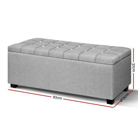 Image of Artiss Storage Ottoman Footstool Blanket Box Foot Stool Bench Toy Seat Grey