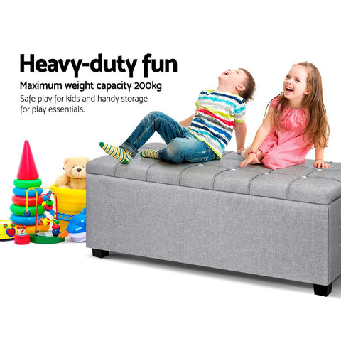 Image of Artiss Storage Ottoman Footstool Blanket Box Foot Stool Bench Toy Seat Grey