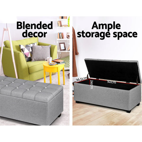 Image of Artiss Storage Ottoman Footstool Blanket Box Foot Stool Bench Toy Seat Grey