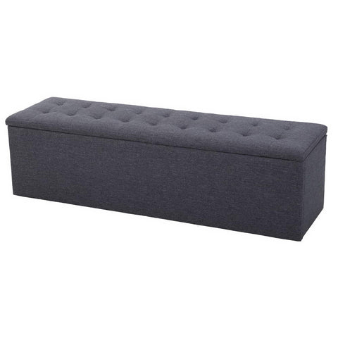 Image of Artiss Storage Ottoman Blanket Box Linen Foot Stool Rest Chest Couch Grey