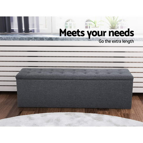 Image of Artiss Storage Ottoman Blanket Box Linen Foot Stool Rest Chest Couch Grey