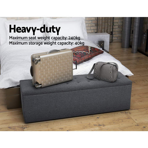 Image of Artiss Storage Ottoman Blanket Box Linen Foot Stool Rest Chest Couch Grey