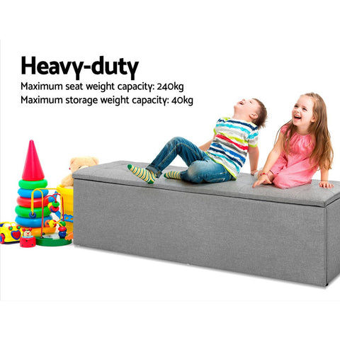 Image of Artiss Storage Ottoman Blanket Box Grey LARGE Fabric Rest Chest Toy Foot Stool