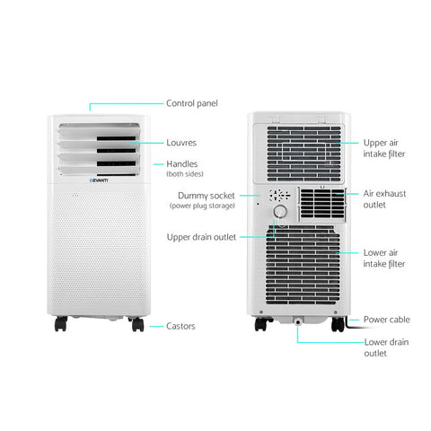 Image of Devanti Portable Air Conditioner Cooling Mobile Fan Cooler Dehumidifier White 2000W