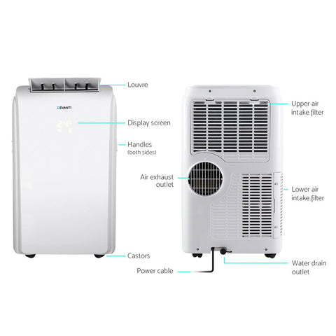 Image of Devanti Portable Air Conditioner Cooling Mobile Fan Cooler Remote Window Kit White 3300W