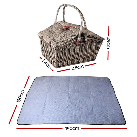 Image of Alfresco 4 Person Picnic Basket Deluxe Baskets Outdoor Insulated Blanket