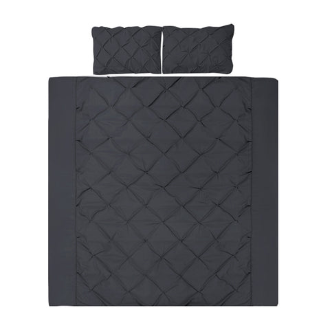 Image of Giselle Quilt Cover Set Diamond Pinch Black - Queen