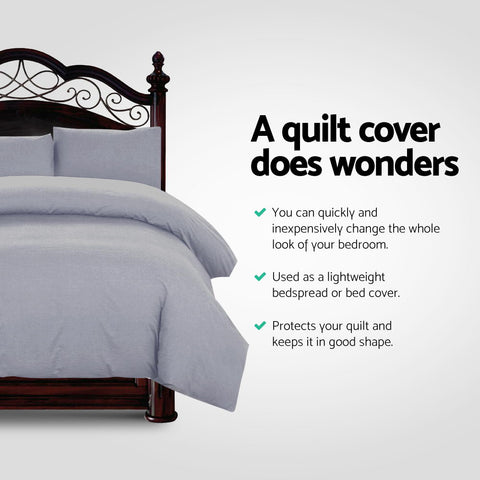 Image of Giselle Quilt Cover Set Classic Grey - King