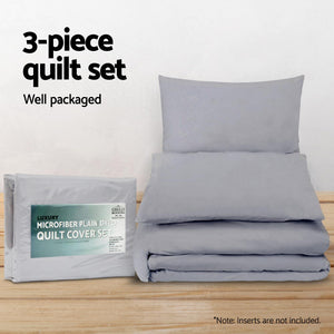 Giselle Quilt Cover Set Classic Grey - Super King