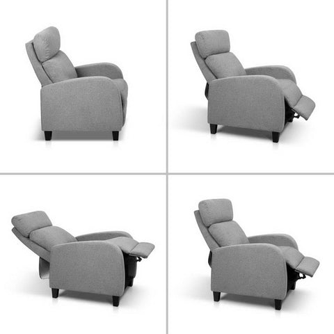 Image of Artiss Fabric Reclining Armchair - Grey