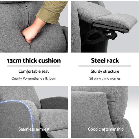 Image of Artiss Fabric Reclining Armchair - Grey
