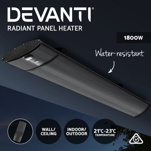 Image of Devanti Electric Radiant Strip Heater Outdoor 1800W Panel Heater Bar Home Remote Control