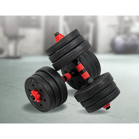 Image of 20kg Adjustable Rubber Dumbbell Set Barbell Home Gym Exercise Weights