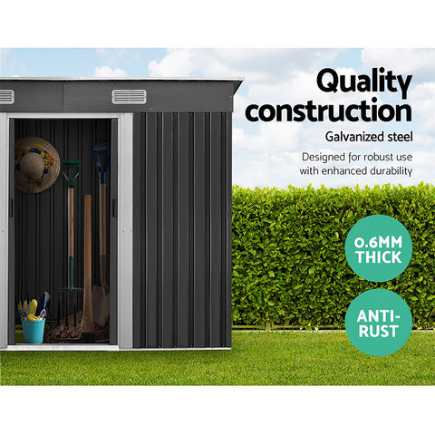 Image of Giantz Garden Shed Outdoor Storage Sheds 2.38x1.31M Tool Metal Base House Grey