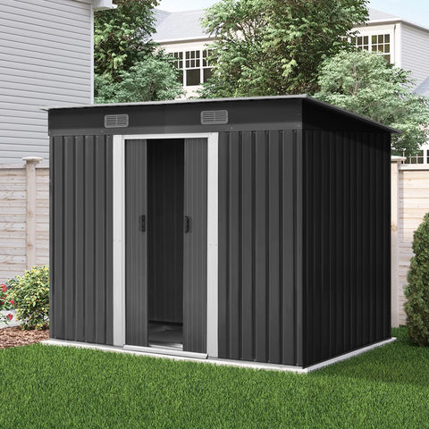 Image of Giantz Garden Shed Outdoor Storage Sheds 2.38x1.31M Tool Metal Base House Grey