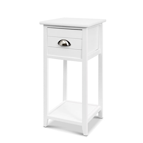 Image of Artiss Bedside Table Nightstand Drawer Storage Cabinet Lamp Side Shelf White