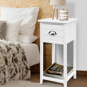 Artiss Bedside Table Nightstand Drawer Storage Cabinet Lamp Side Shelf White