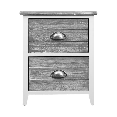 Image of 2x (Two) Artiss Bedside Table Nightstands 2 Drawers Storage Cabinet Bedroom Side Grey