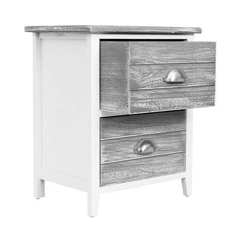 Image of 2x (Two) Artiss Bedside Table Nightstands 2 Drawers Storage Cabinet Bedroom Side Grey