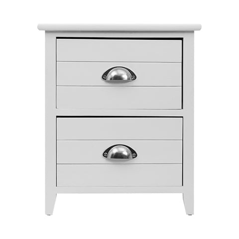 Image of Artiss 2x Bedside Table Nightstands 2 Drawers Storage Cabinet Bedroom Side White