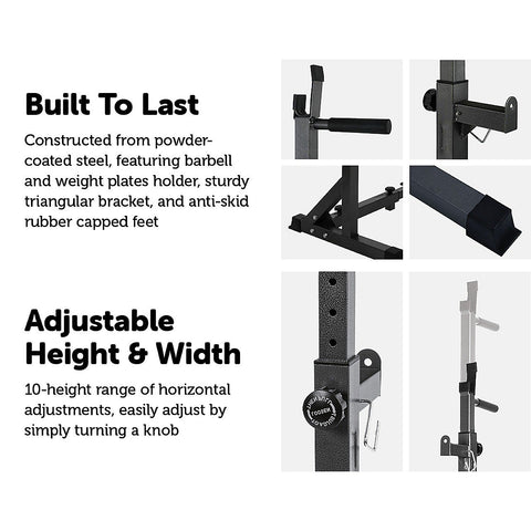 Image of Commercial Squat Rack Adjustable Pair Fitness Exercise Weight Lifting Gym Barbell Stand