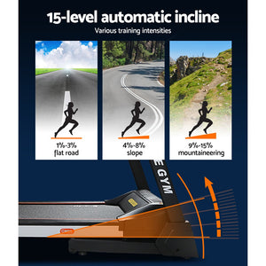 Everfit Electric Treadmill 45cm Incline Running Home Gym Fitness Machine Black - TITAN45-AUTO