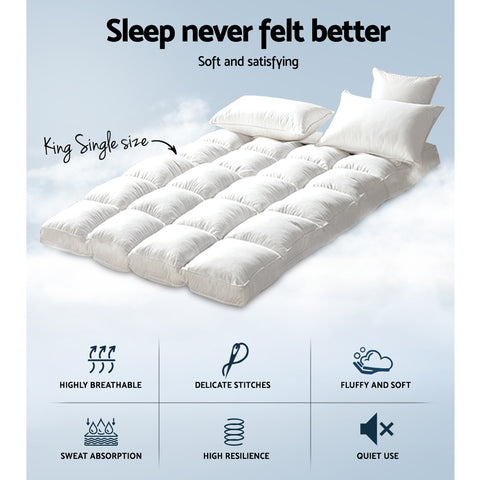 Image of Giselle King Single Mattress Topper Bamboo Fibre Pillowtop Protector