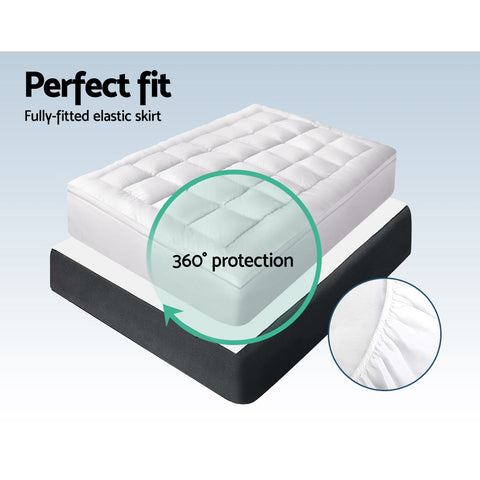 Image of Giselle King Single Mattress Topper Bamboo Fibre Pillowtop Protector