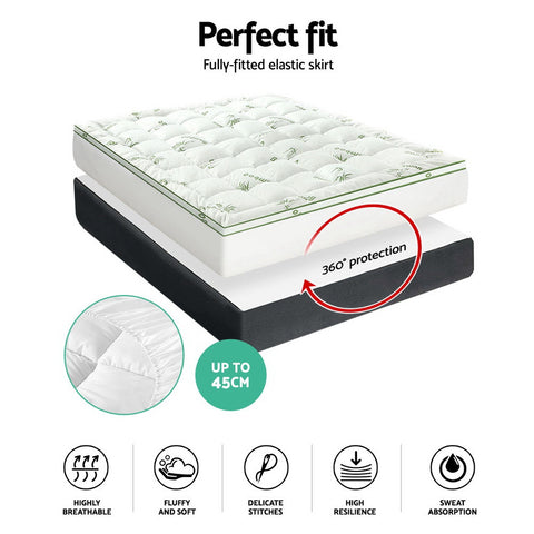 Image of Giselle Pillowtop Topper Mattress Toppers Bamboo Fabric Fibre Bed Pad Protector