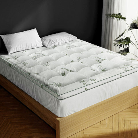 Image of Giselle Pillowtop Topper Mattress Toppers Bamboo Fabric Fibre Bed Pad Protector