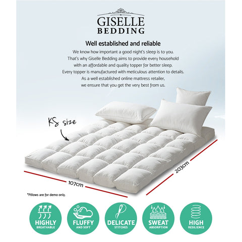 Image of Giselle King Single Mattress Topper Pillowtop 1000GSM Microfibre Filling Protector
