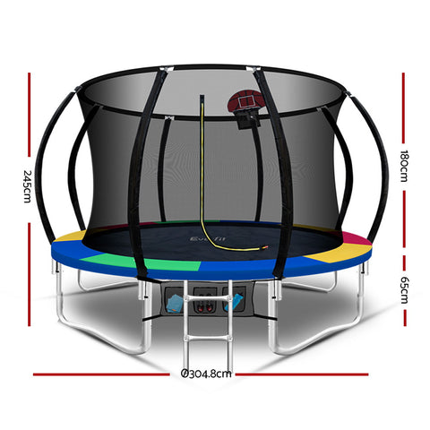 Image of Everfit 10FT Trampoline Round Trampolines Kids Enclosure Safety Net Pad Outdoor Multi-coloured