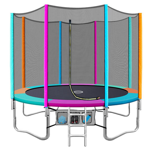 Image of Everfit 10FT Trampoline Round Trampolines Kids Enclosure Safety Net Pad Outdoor Multi-coloured Flat